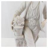 Porcelain Gentleman Figurine with Flower Pot - White Bisque