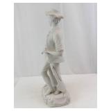 Porcelain Gentleman Figurine with Flower Pot - White Bisque