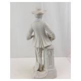 Porcelain Gentleman Figurine with Flower Pot - White Bisque