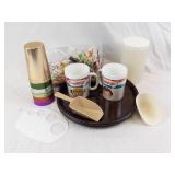 Campbell's Up! Mugs (2) & 6 Aluminum Cups - Vintage Plastic Kitchenware