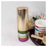 Campbell's Up! Mugs (2) & 6 Aluminum Cups - Vintage Plastic Kitchenware