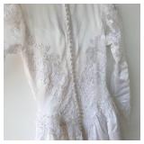 Bridal Lace-Embroidered Wedding Dress With Pearl Button Back & Train