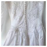 Bridal Lace-Embroidered Wedding Dress With Pearl Button Back & Train