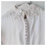 Bridal Lace-Embroidered Wedding Dress With Pearl Button Back & Train