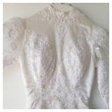 Bridal Lace-Embroidered Wedding Dress With Pearl Button Back & Train