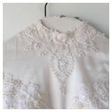 Bridal Lace-Embroidered Wedding Dress With Pearl Button Back & Train