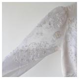 Bridal Lace-Embroidered Wedding Dress With Pearl Button Back & Train