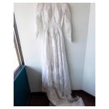 Bridal Lace-Embroidered Wedding Dress With Pearl Button Back & Train