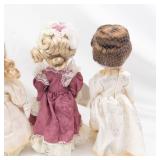 Vintage Porcelain Fashion Dolls - 4 in Lace Dresses (Lot of 4)