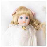 Heritage Mint Collection Porcelain Dolls - 3 Vintage Lace-Dress Dolls with Floral Gowns