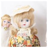 Heritage Mint Collection Porcelain Dolls - 3 Vintage Lace-Dress Dolls with Floral Gowns