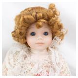 Heritage Mint Collection Porcelain Dolls - 3 Vintage Lace-Dress Dolls with Floral Gowns