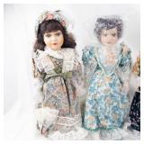 4 Vintage Porcelain Head Dolls - Floral Lace Dresses