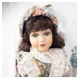 4 Vintage Porcelain Head Dolls - Floral Lace Dresses