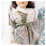 4 Vintage Porcelain Head Dolls - Floral Lace Dresses