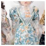4 Vintage Porcelain Head Dolls - Floral Lace Dresses