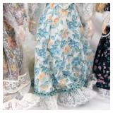 4 Vintage Porcelain Head Dolls - Floral Lace Dresses