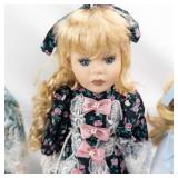 4 Vintage Porcelain Head Dolls - Floral Lace Dresses