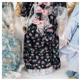 4 Vintage Porcelain Head Dolls - Floral Lace Dresses