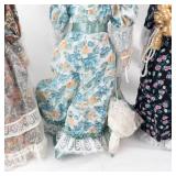 4 Vintage Porcelain Head Dolls - Floral Lace Dresses