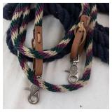 Assorted Rope Leashes with Snaps & Leather Tabs - Navy & Multicolor Braided Sets