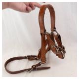 Leather Horse Bridle - Brown Leather, Adjustable Headstall, Silver Hardware