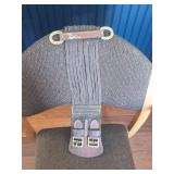 Dressage Horse Girth Strap- Nylon Web with Leather Ends, Roller Buckles, Double Elastic Ends