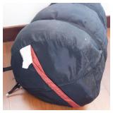 Columbia Sleeping Bag - Red Exterior, Black Base, Plaid Interior