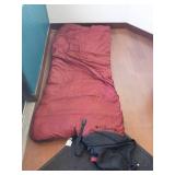 Columbia Sleeping Bag - Red Exterior, Black Base, Plaid Interior