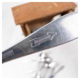 Miniature Dollhouse Furniture Set - Wooden Desk, Table and Chair & Silverware, Mailbox