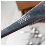 Miniature Dollhouse Furniture Set - Wooden Desk, Table and Chair & Silverware, Mailbox