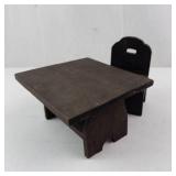 Miniature Dollhouse Furniture Set - Wooden Desk, Table and Chair & Silverware, Mailbox