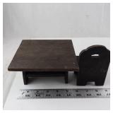 Miniature Dollhouse Furniture Set - Wooden Desk, Table and Chair & Silverware, Mailbox