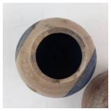 Pair of Stoneware Vases - Handmade Pottery with Blue & Tan Glazes