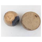 Pair of Stoneware Vases - Handmade Pottery with Blue & Tan Glazes