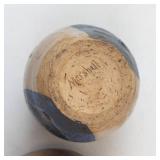 Pair of Stoneware Vases - Handmade Pottery with Blue & Tan Glazes