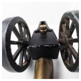 Antique Brass Toy Cannon on Carriage with Spoked Wheels