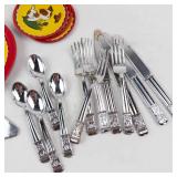 Ohio Art Co. Tin Children's Tea Set - Vintage Yellow/Red with Girl & Dog Motifs