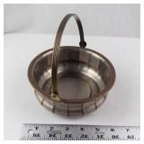 Decorative Metal Bowl with Gold Stripe Trim and Brass Handle - Small