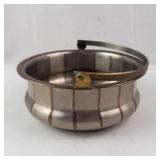 Decorative Metal Bowl with Gold Stripe Trim and Brass Handle - Small