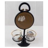 Schwäbisch Gmünd Town Scene Shot Glass Stand with 2 Glasses