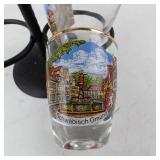 Schwäbisch Gmünd Town Scene Shot Glass Stand with 2 Glasses