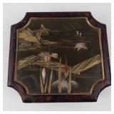 Antique Japanese Makie Lacquer Jewelry Box - Hand-Painted Landscape Scene