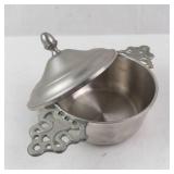 Woodbury Pewterers Porringer Bowl With Lid - Vintage Connecticut Metalware