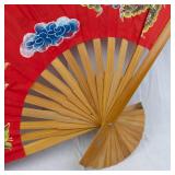 Huge Red Dragon Hand Fan with Wooden Spokes - Folding Chinese Fan