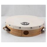 LP Latin Percussion Tambourine - White Head, Natural Wood Shell