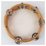 LP Latin Percussion Tambourine - White Head, Natural Wood Shell