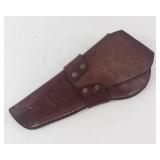 Vintage Brown Leather Holster for Handgun or Revolver - Flap Closure