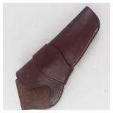 Vintage Brown Leather Holster for Handgun or Revolver - Flap Closure