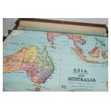 Vintage Pull Down Wooden Cassette Map Rack (9 Charts)